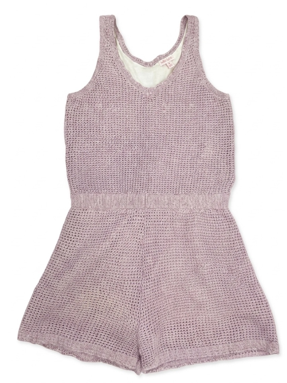 Design History Girls Lavender Knit Romper XL Sleeveless Elastic Waist  Summer